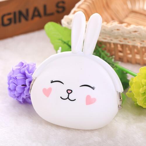 NEW Fashion Coin Purse Lovely Kawaii Cartoon Rabbit Pouch Women Girls Small Wallet Soft Silicone Bluetooth earphone Bag Gift