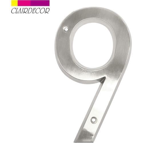 Brushed Nickel 152mm Very Big House Number Door Address Number Zinc Alloy Screw Mounted Outdoor Address Sign # 9