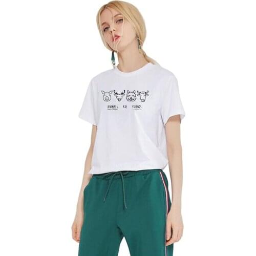Harajuku Cute Animals are friends print cotton t Shirts Vegan Shirt Clothing Women Unisex casual tops o neck tees S-3XL