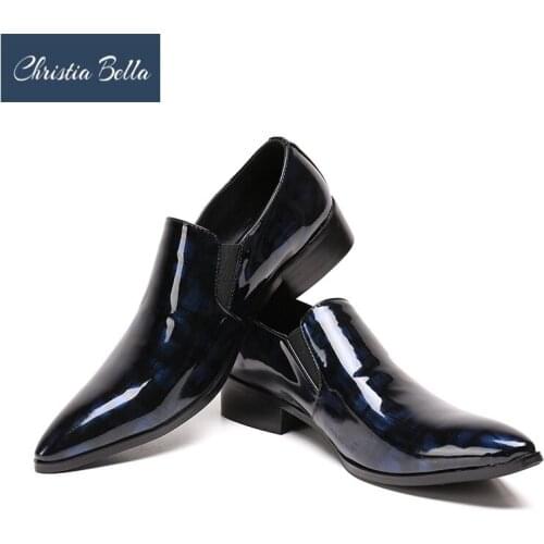 Christia Bella Fashion Formal Mens Dress Shoes Genuine Leather Luxury Wedding Male Shoes Office Suit Shoes Summer Slippers Men