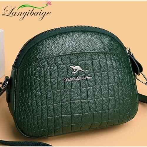 Fashion and Elegant Handbags Solid Color Crocodile Pattern Shoulder Bag Designer PU Leather Handbag Leisure Luxury Handbag
