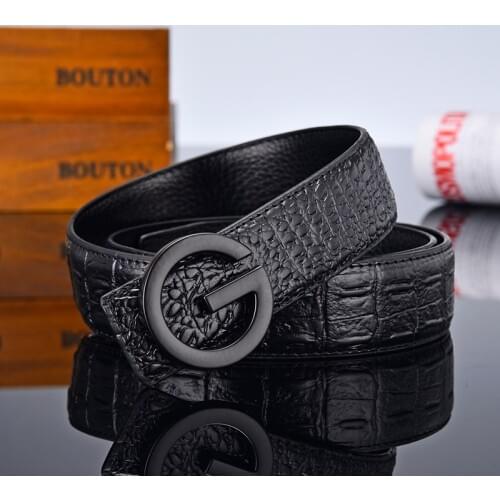 Aoluolan Design G Letter buckle High Quality Cowhide Mens Woman Belts Casual Fashion Smooth buckle Belt Width 3.4cm