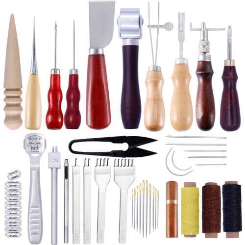 Leathercraft Tool Sets Hand Tool Including Stitching Groover Basic Hand Stitching Sewing Tool Set Saddle Groover Leather Craft