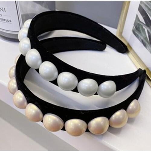 New Hair Ornament Pearls Head Band Women Adults Hairband Queens Plain Hairbands Pearls Women Velvet Headbands Ladies Hair Hoop