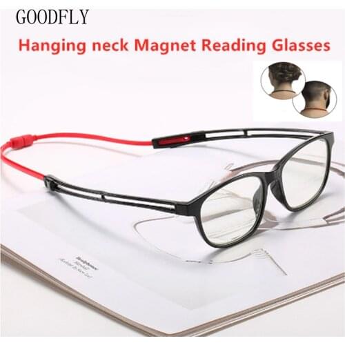 Blue Light Blocking Reading Glasses Men Women Magnetic Hanging Neck Eyeglasses Portable Spuare Eyewear Presbyopic Trending 2020