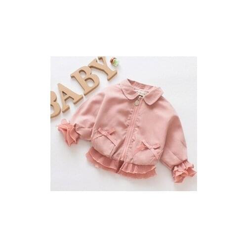 Autumn Winter Baby Kids Girl Coat Jackets Outwear Pink Long Sleeve Zipper Fashion Tops Solid Outfit Clothes