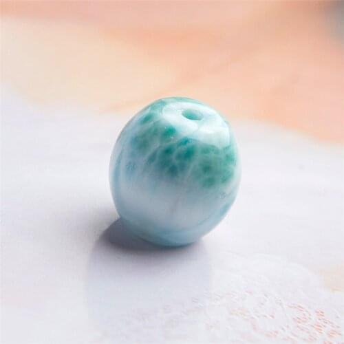 Genuine Natural Blue Larimar Gems Barrel Shape Healing Crystal Bead Necklace Fashion Pendant Women Lady