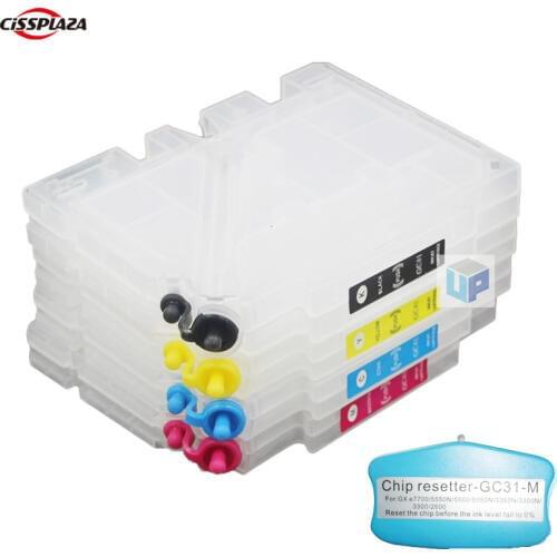Refillable ink cartridge For Ricoh GXE2600 GXE3300 GXE3300N GXE3350N GEX5050N GC31 with chip and chip resetter