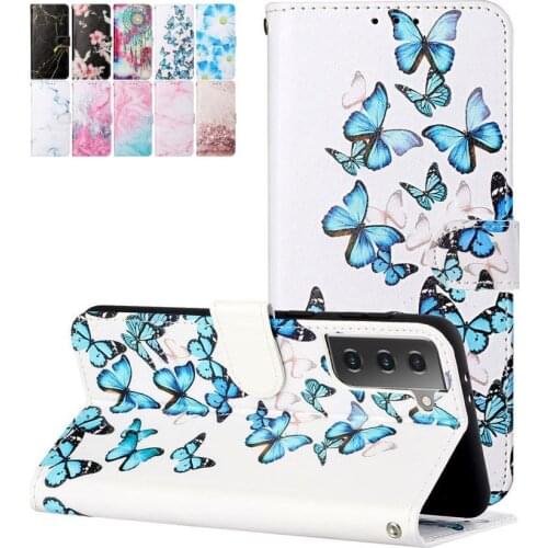 Cute Butterfly Marble Phone Case For Wallet Redmi Note 8 9 Pro 9S Redmi 9 9A 9C 7 6 Pro Cover For Xiaomi A2 Mi Note 10 Lite D01G