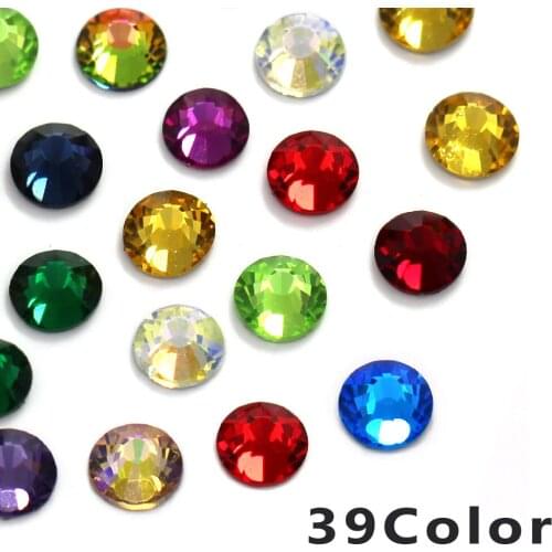 Shining 39 Color Rhinestones Flatback Strass Hot Fix Rhinestones Glass Crystals Applique Crafts For Clothes DIY SS6-SS30
