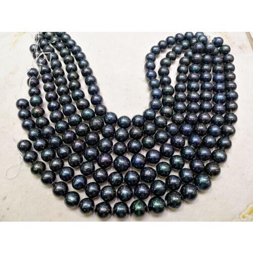 Loose beads freshwater pearl near round black big size 13-17mm 15" for DIY necklace wholesale