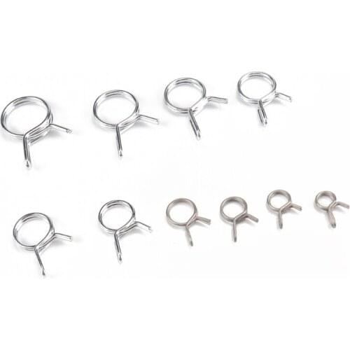 U90C 150Pcs Φ5-Φ14 Fastener Hose Clamp Kits, Double Wire Spring Pipe Clamp for Water Pipe, Plumbing and Mechanical Using