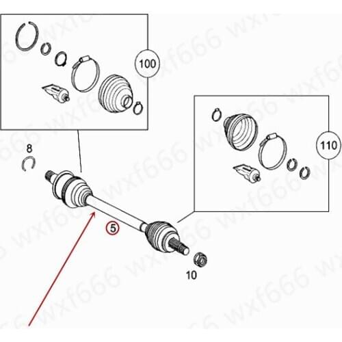 Car Rear axle Drive shaft Left and right half shaft Suitable for W203mer ced es-be nzW204 W169 Rear drive shaft 6363500010