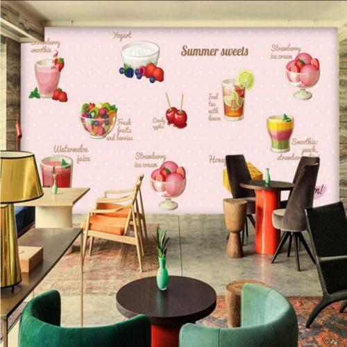 Custom mural Summer dessert pink fruit vegetable salad mural restaurant children room custom corridor decorative painting