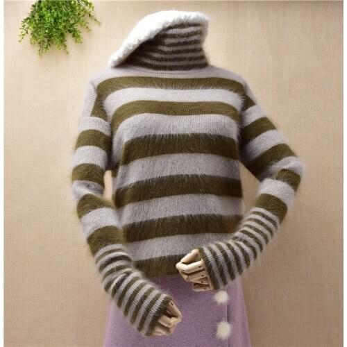 Winter women female fashion turtrleneck warm jumper angora rabbit fur slim basic pullover bottoming sweater winter blouses