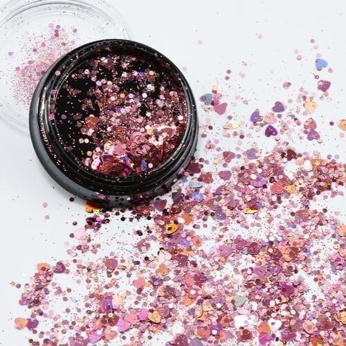 1g/Box Mix Nail Glitter Sequins Powder Laser Holographic Hexagon/Round/Pentagra Star/Heart Manicure Dust Decor Nail Art Powder