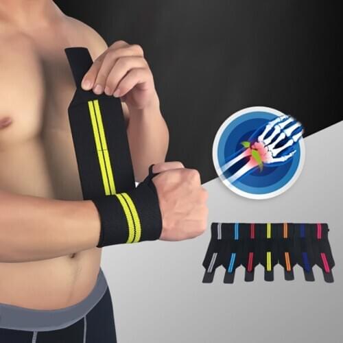 1pcs Long Sport Wrist Support Nylon Elastic Adjustable Weight Lifting Fitness Wristband Gym Sprain Hand Strap Protection Supply