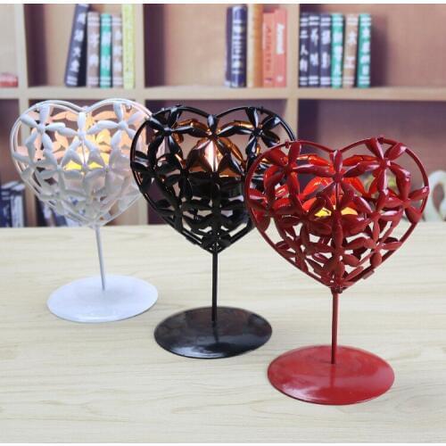 1PC European Retro Heart Jelly Wedding Black Candlestick Creative Love Wedding Decorating Candle Holder Home Decoration MK 035
