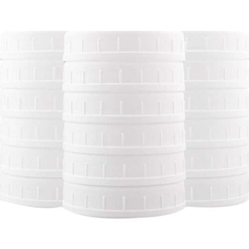 18 Pack Plastic Regular Mouth Mason Jar Lids For Ball, Kerr And More - Food Grade White Plastic Storage Caps