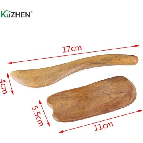 2pcs/set Massage Scraper Plates Sandalwood Gua Sha Board Slimming Guasha Body Care Massage Tool For Back Arm