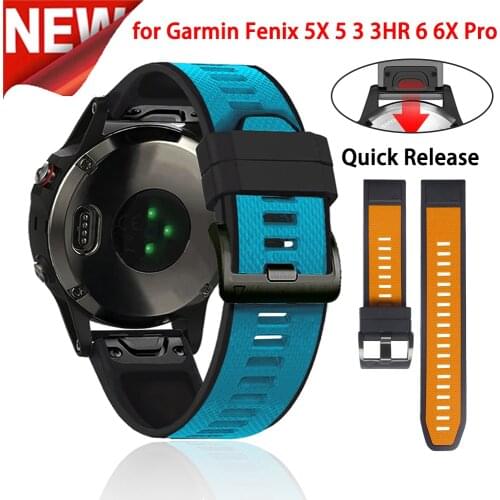 26 22MM Silicone Quick Release Watchband Strap For Garmin Fenix 5 6 5X 6X 3 Watch Easyfit Wrist Bracelet For Forerunner 935 945