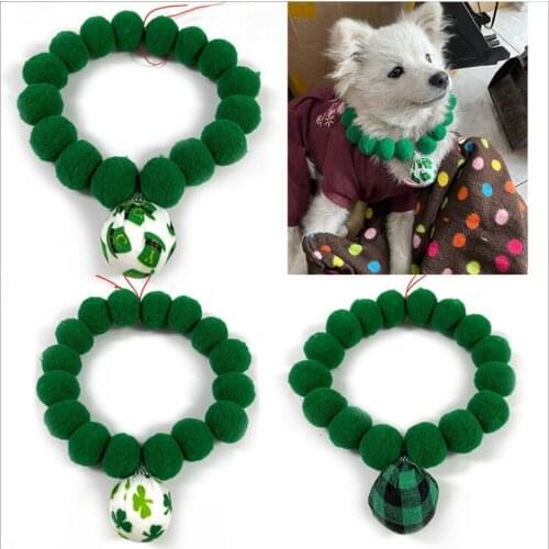 3pic/set rish Day Pet Tie Tie Collars St. Patricks Day Dog Cat Hairy Ball Collars Teddy Tie