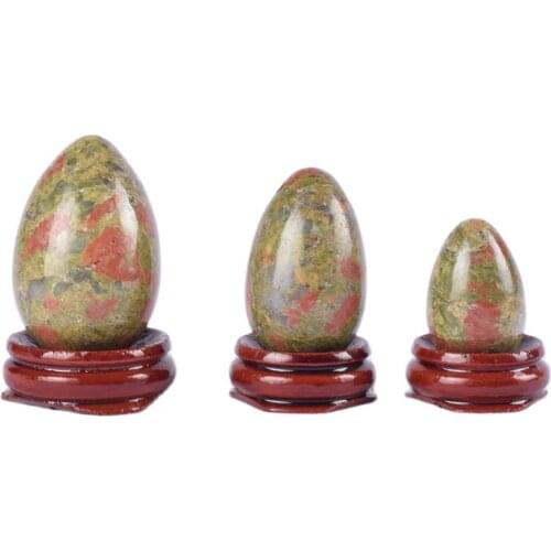 3 Pcs Unakite Egg Massage Set Undrill Crystal Quartz Natural Stone Mineral Ball Kegel Exercise Pelvic Floor Muscle Vagina Woman