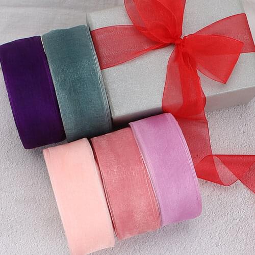 40mm 50yards/Roll Transparent Organza Ribbons DIY Handmade Crafts Fabric Christmas Halloween Wedding Party Gift Wrapping Ribbon