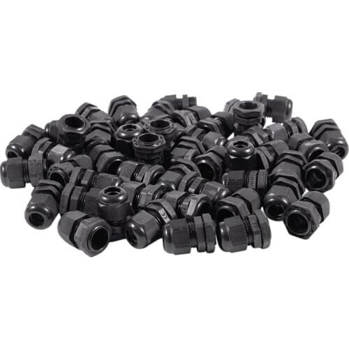50 x Black Plastic Waterproof Connector PG11 5-10mm Diameter Cable Gland