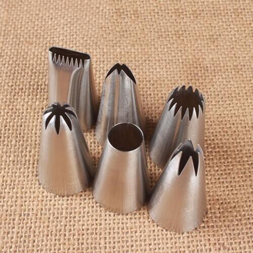 6PCS/Set Stainless Steel Cupcake Cookie Nozzles Icing Piping Pastry Nozzle Tips Baking Nozzles Cake Decorating Tool