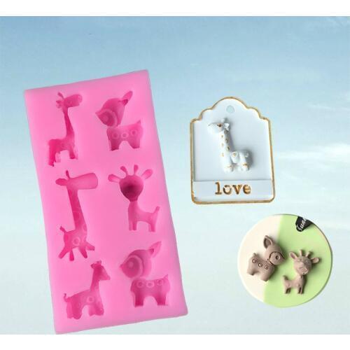 Car Aromatherapy Plaster Decoration Six Fawn Silicone Mold Small Animal Ice Tray Handmade Chocolate Candy Mold DIY Fondant Tools