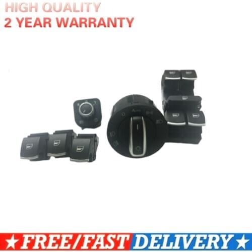 Free Shipping ! Chrome Side Mirror Headlamp Window Switch 6 PCS / Kit For Volkswagen VW CC Tiguan Passat B6 Golf 5 6 Jetta MK5
