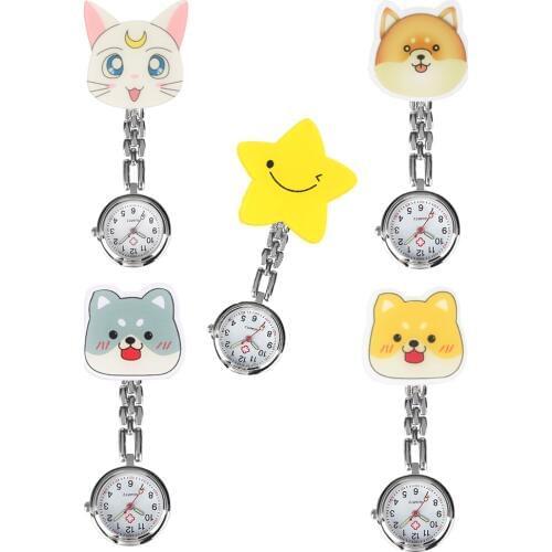 Unique Plastic Cartoon Pattern Ornament Nurse Premium Quartz Watches for Women Nurse Practical Luminous Function Pendant Watch
