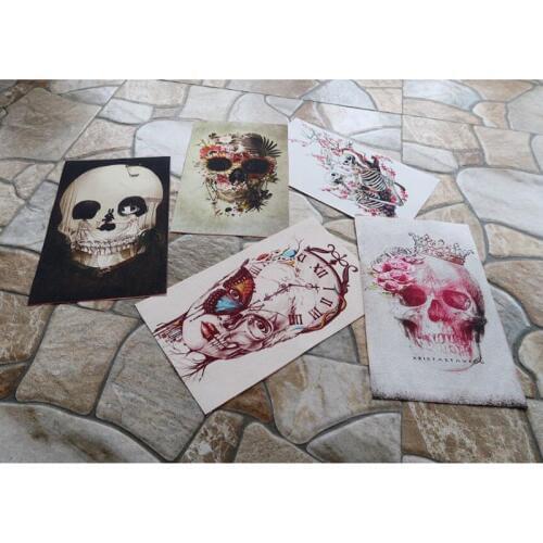 DIY Skull All Saints' Day Pattern Hand Dyed Cotton Canva Fabric Scrapbook Patch Bundle Sewing Quilt fabric Crafts for Handmade