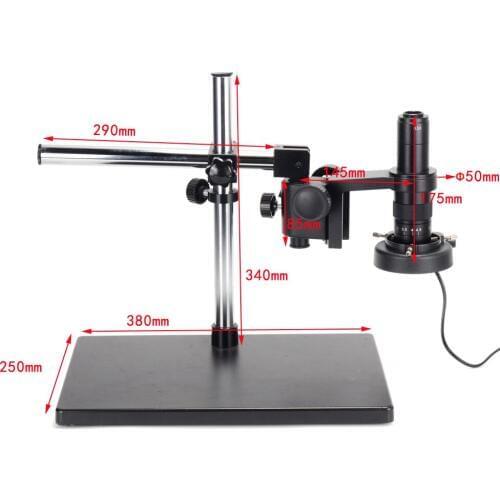 Dual-arm Heavy Stereo Metal Table Stand 50mm Ring Holder Universal Large TableStand Industrial Microsocpe+180X lens+144LED Light