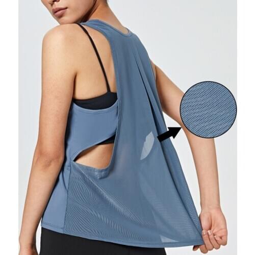 Breathable Gym Tank Top Women Yoga Shirt Loose Quick Dry Black Gauze Running Shirt Women Workout Tank