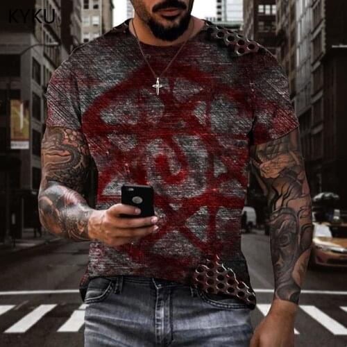 KYKU Brand Halloween T-shirt Men Blood T-shirts 3d Hip Hop Shirt Print Short Sleeve Punk Rock Cool Streetwear Big Size