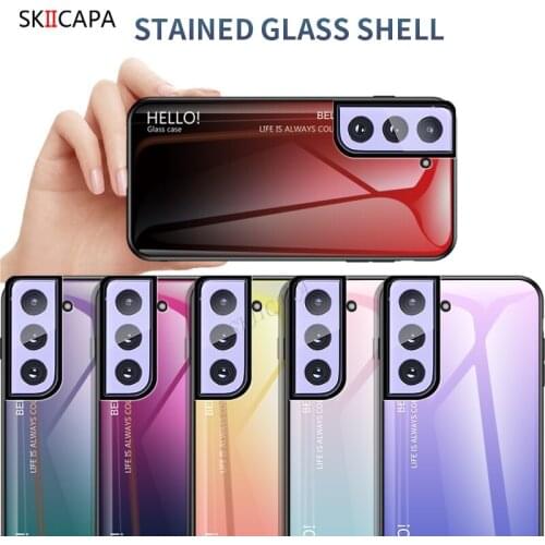 Gradient Tempered Glass Case For Samsung Galaxy S21 Ultra Plus Case Shockproof Hard Phone Case For Samsung S21 Plus Back Cover
