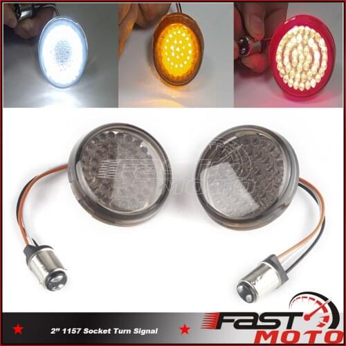 51mm 1157 Socket Turn Signal Running Light Front Rear Brake LED For Harley Sportster Dyna Street Electra Glide FLTR FLHT FLHX