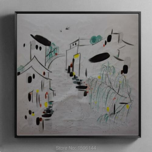 Oil Painting Canvas Abstract Landscape Hand painted Chinese ink and wash Wuzhen Water Villag Wall art Picture Modern Paintings