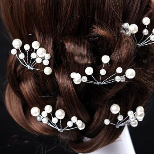 2Pcs Crystal Bride Hair Clips Wedding Pearl Bridesmaid Hairpin White Red Party Supplies pince cheveux Hair Clip Accessories Gift