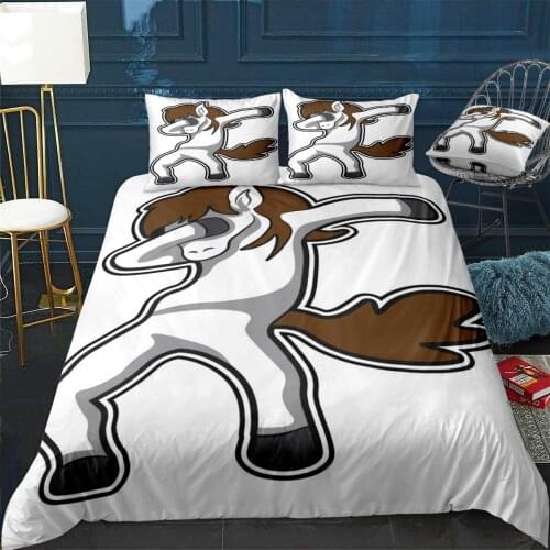 Horse Dabbing Cool Brown Duvet Cover Comfortable Quilt Home Decora Design Universal Bedding Set Bedclothes+Pillowcase 3pcs