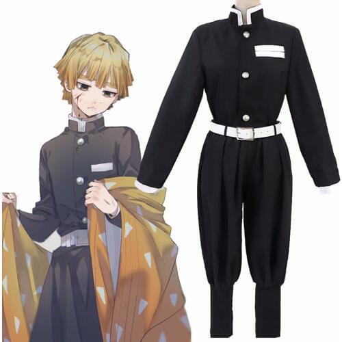 Demon Slayer Kimetsu no Yaiba Kamado Tanjirou Agatsuma Zenitsu Cosplay Costume Tomioka Giyuu Kochou Shinobu Black Team Uniform