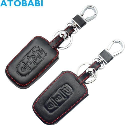 Leather Car Key Case For Hyundai Solaris Sonata Veloster Elantra IX35 I30 Kia Soul Sportage Sorento Forte Remote Fob Shell Cover