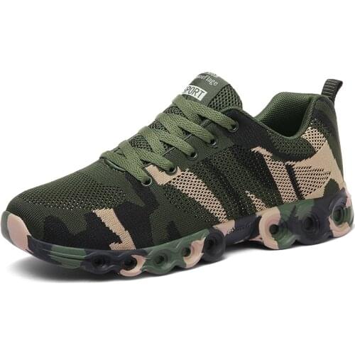 Sneakers Men Autumn Flying Woven Casual Shoes Fashion Back School Breathable Military Training Camouflage Unisex Shoes