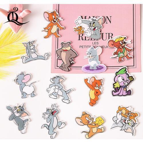 HOT mouse and cat 1PC Shirt Cute Cartoon Wacky pink PIG brooch Acrylic Badge Pins Bag Packbag Decoration Lovely Brooch Broche