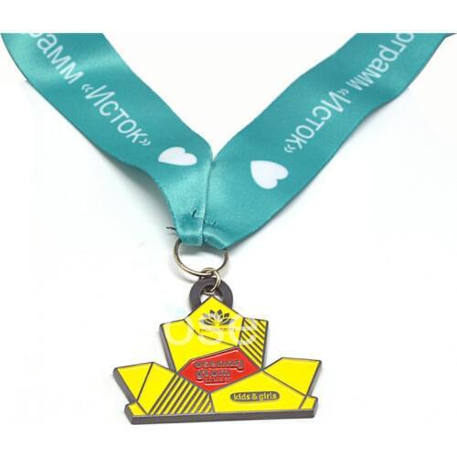 Lotus Organizing Games medals custom, childrens educational institutions medals,With green ribbon, printing white text