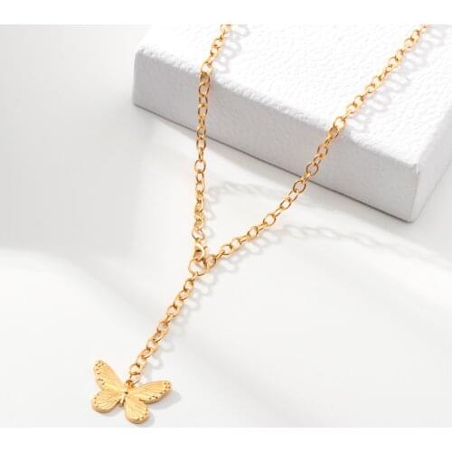 Fashion Party Luxury Butterfly Necklaces For Women Gold Metal Geometric Hanging Necklaces 2021 Trend Female Modern Jewelry Gift