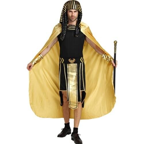 Men Arab National Dress Egyptian Pharaoh Romanian Prince Cosplay Jumpsuit Belt Kerchief 5Pcs Set Halloween Cosplay Costumes