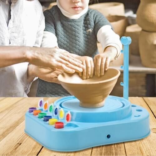 Mini DIY Handmake Ceramic Pottery Toys 2 Gears Educational Electric Children Craft Paint Kit Child Arts Toy Best Gift